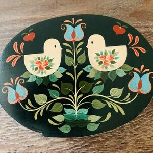 Vintage hand painted bird’s & flowers wooden box